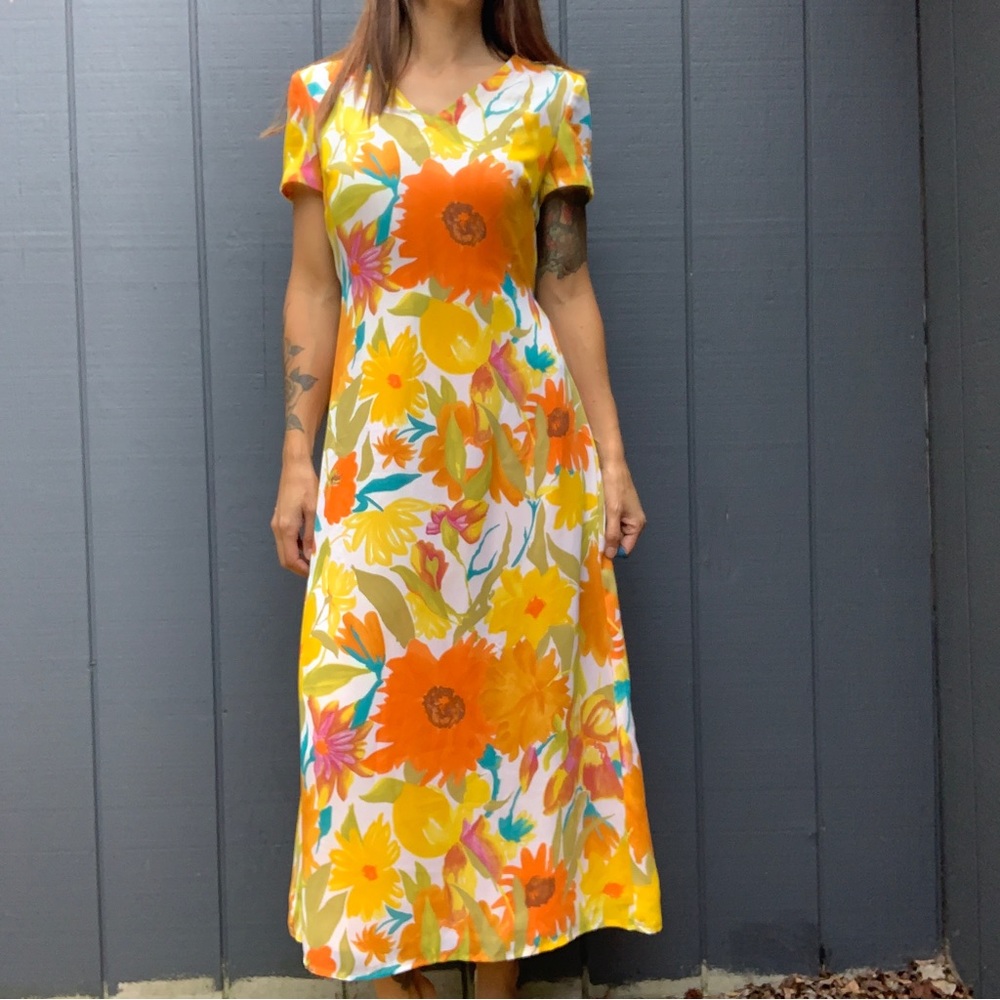Vintage K.C. Spencer floral dress with back tie Sz 10